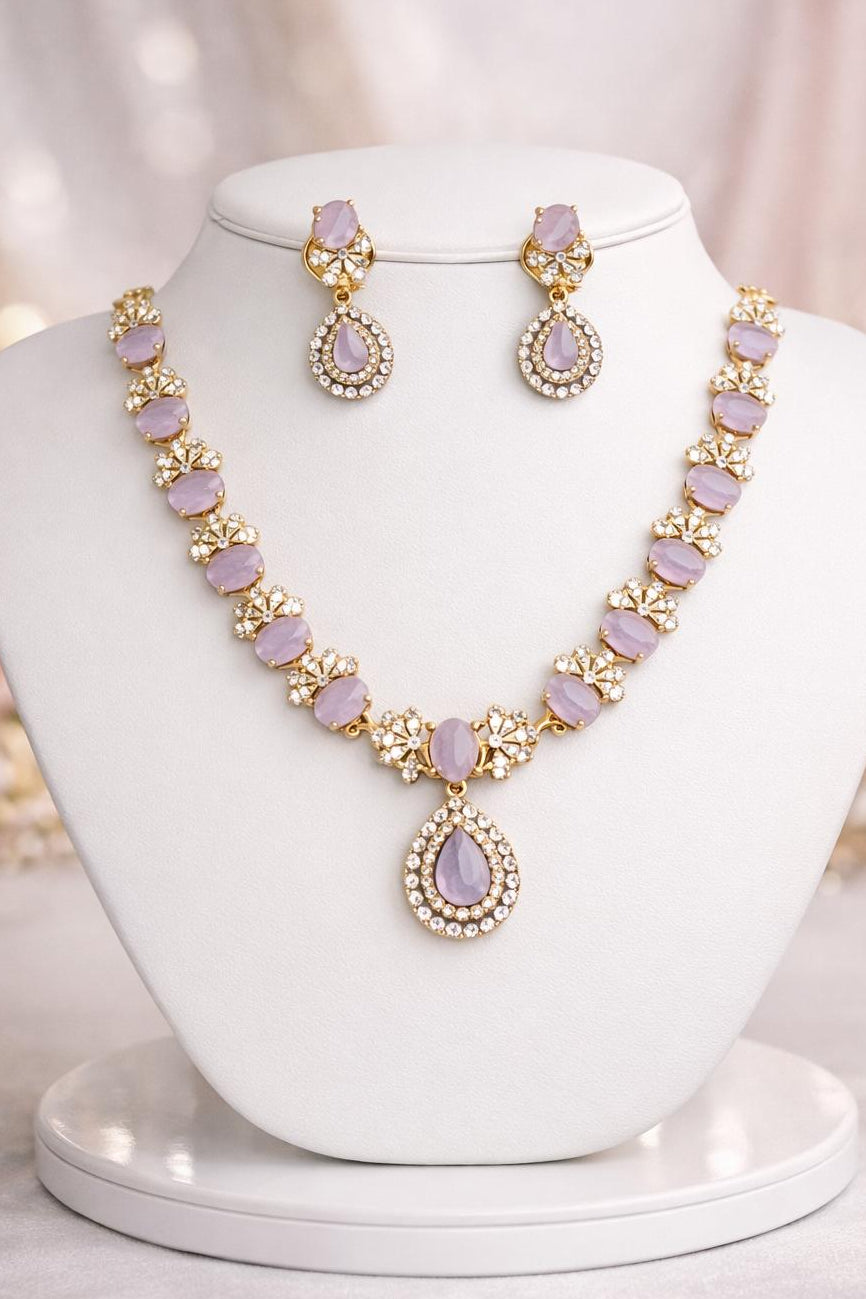 Set of Elegant And Trendy AD Stone Necklace And Earrings
