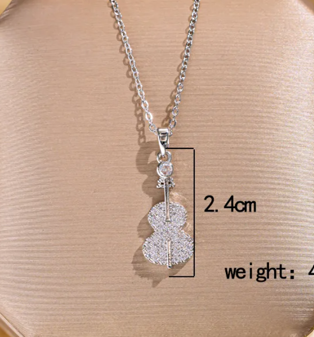 Guitar Pendant  Stainless Steel Necklace