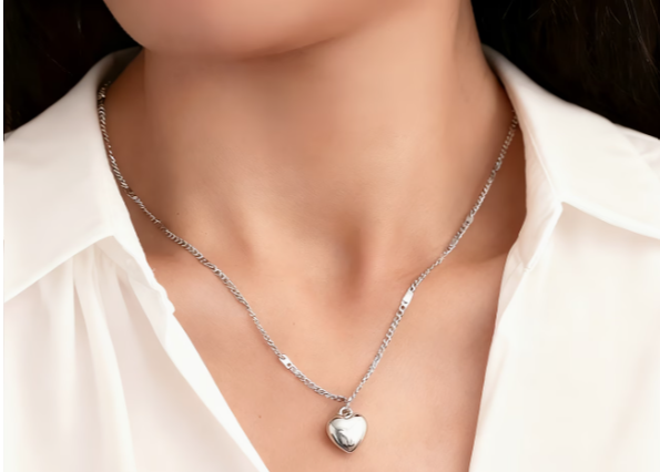 Women’s Stainless Steel Gold-Plated Heart Pendant Necklace