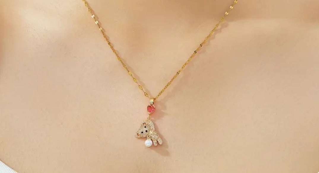 Love Balloon Bear Pendant Necklace
