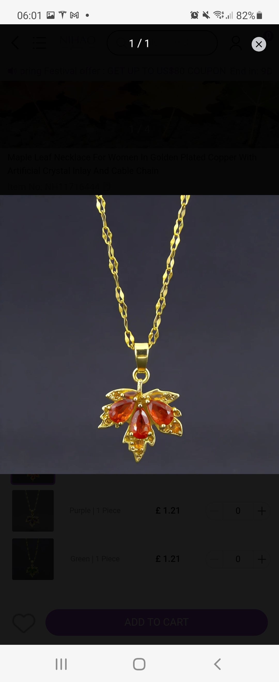 Maple Leaf Necklace For Women - Orange