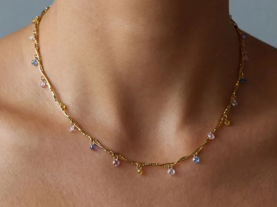 French Line Wrapped Mixed Color Necklace