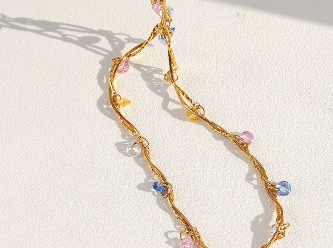 French Line Wrapped Mixed Color Necklace