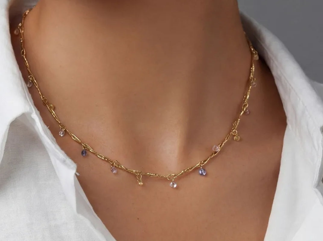 French Line Wrapped Mixed Color Necklace